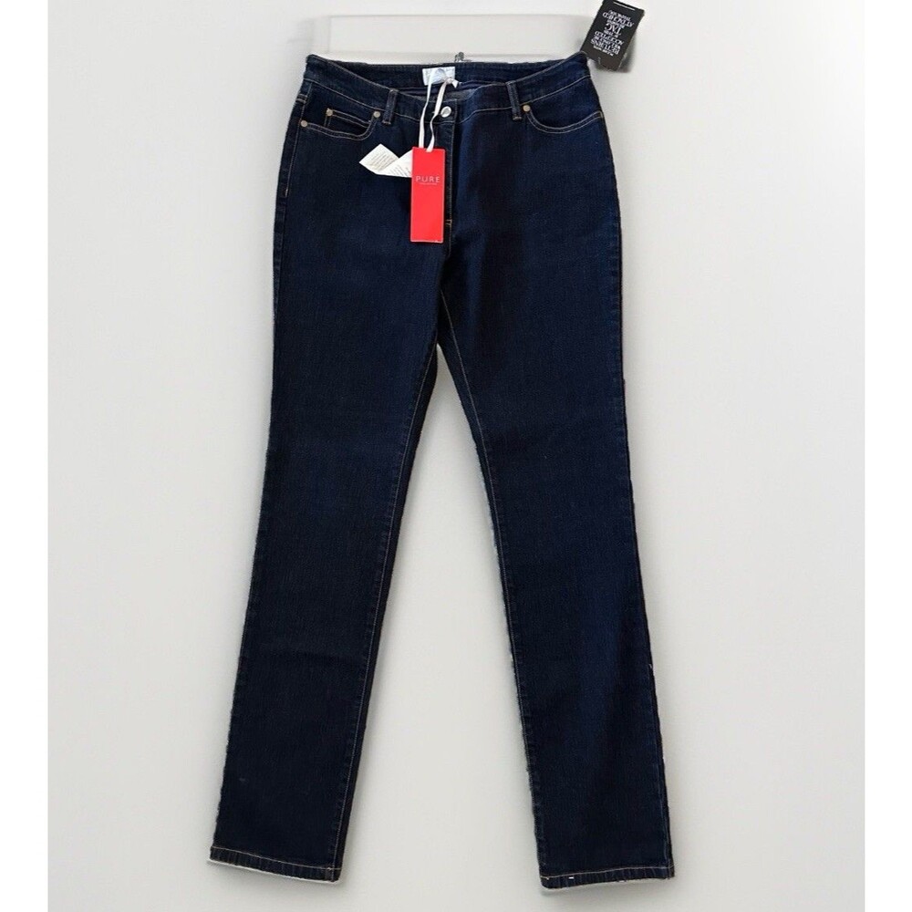 NWT Pure Collection Jeans Slim Leg Dark Wash 14 Long Size 14L Elevated Denim